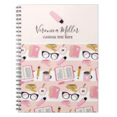 編集可能な名前のピンクスクールガールノートブック ノートブック (正面)