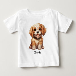 編集可能な名前の可愛い犬 ベビーTシャツ