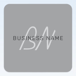 編集可能な名前または挨拶 | 黒と濃いグレー スクエアシール