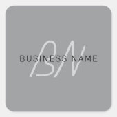 編集可能な名前または挨拶 | 黒と濃いグレー スクエアシール (正面)