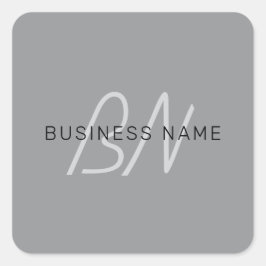 編集可能な名前または挨拶 | 黒と濃いグレー スクエアシール