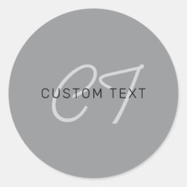 編集可能な名前または挨拶 | 黒と濃いグレー ラウンドシール