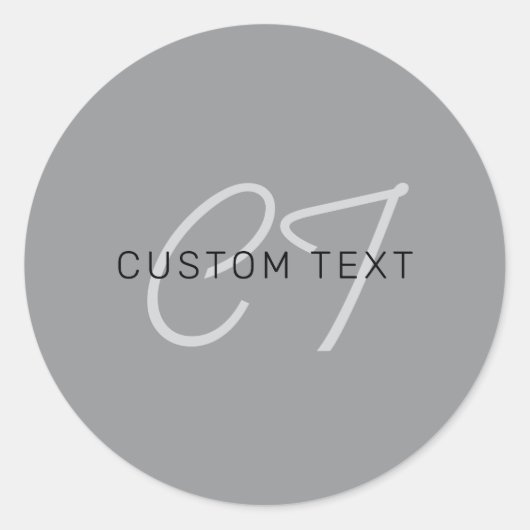 編集可能な名前または挨拶 | 黒と濃いグレー ラウンドシール (正面)