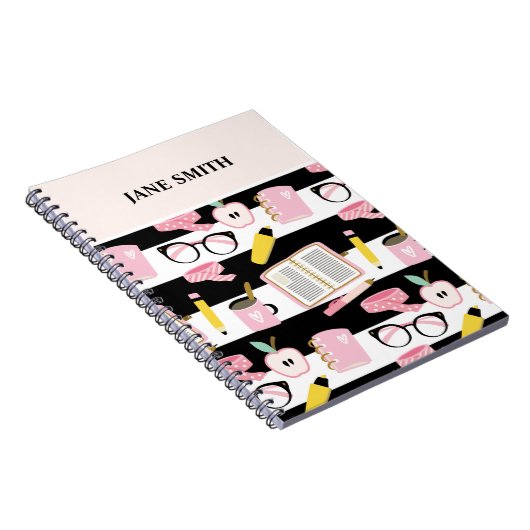 編集可能な名前を持つ学校緩和曲線ノートブック ノートブック (右側)