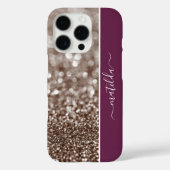 編集可能な名前グリッター《写真》ぼけ味銅とブルゴーニュ Case-Mate iPhoneケース (裏面)