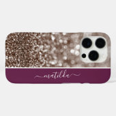 編集可能な名前グリッター《写真》ぼけ味銅とブルゴーニュ Case-Mate iPhoneケース (裏面 (横))