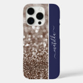 編集可能な名前グリッター《写真》ぼけ味銅とリッチブルー Case-Mate iPhoneケース (裏面)