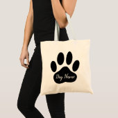 編集可能な名前入り犬の足跡 トートバッグ (正面(商品))