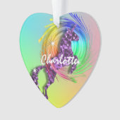 . .編集可能な名前「かわいい」魔法の一角獣ガーリー オーナメント (正面)