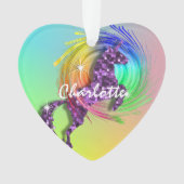 . .編集可能な名前「かわいい」魔法の一角獣ガーリー オーナメント (正面)