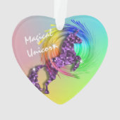 . .編集可能な名前「かわいい」魔法の一角獣ガーリー オーナメント (裏面)