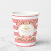 編集可能な名前、ピンクのフローラプリンセス誕生日 紙コップ (正面)