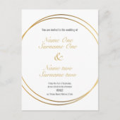 編集可能な名前(金ゴールドエフェクトリング付き) インビテーションポストカード (正面)