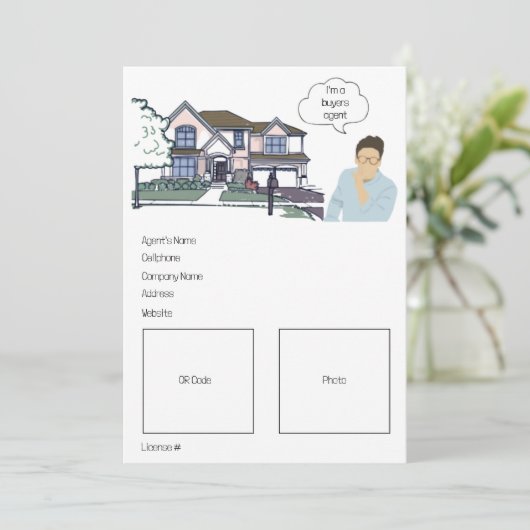 編集可能な型枠実在不動産バイヤーのエージェント シーズンカード (スタンド正面)