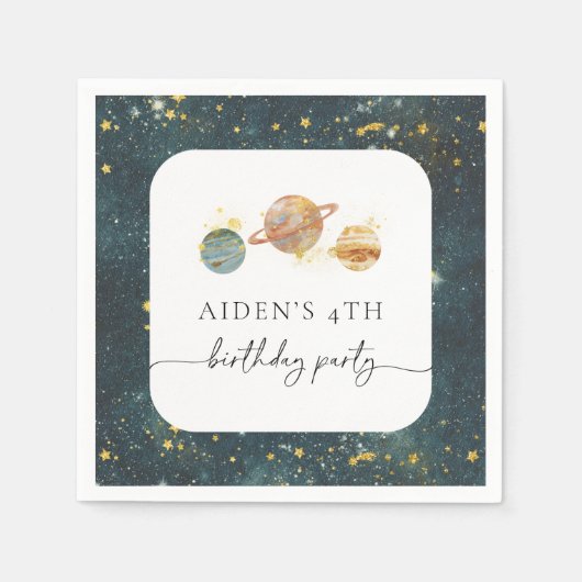 編集可能な外側空間パーティーナプキン スタンダードカクテルナプキン (正面)