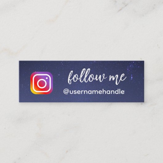 編集可能な夜の空後を追空私ソーシャルメディアQRコード スキニー名刺 (正面)