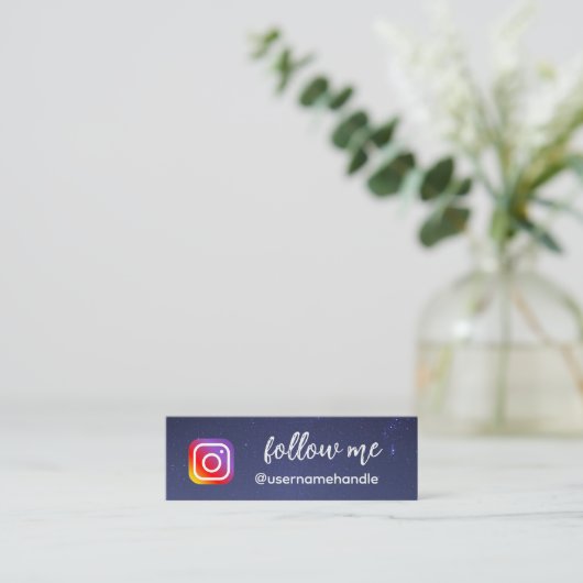 編集可能な夜の空後を追空私ソーシャルメディアQRコード スキニー名刺 (スタンド正面)