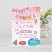 編集可能な夢見るような夏の水泳パーティーの女の子の招待状 招待状 (スタンド正面)