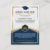 編集可能な大学院トレーディングカーエレガントドブルー金ゴールド コーリングカード (裏面)