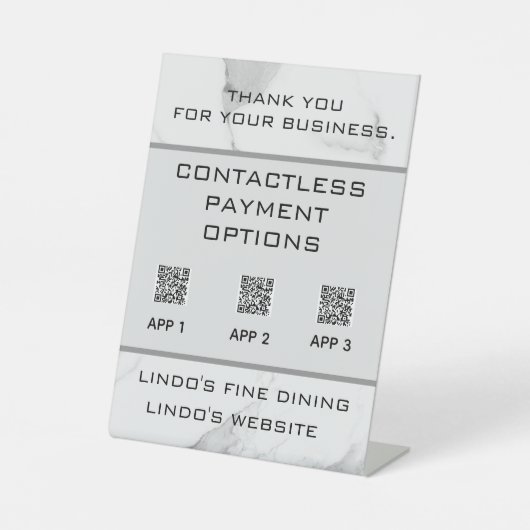 編集可能な大理石QRコード非接触支払 台座サイン (正面)
