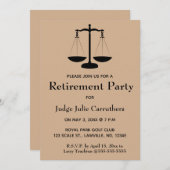 編集可能な天秤の法の退職案内 招待状 (正面/裏面)