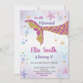 編集可能な女の子の海の下にスパーク付きパーティーカード 招待状 (正面)