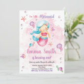 編集可能な女の子の海の下のパーティーカードと水 招待状 (スタンド正面)