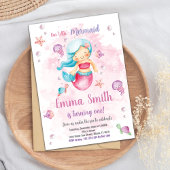 編集可能な女の子の海の下のパーティーカードと水 招待状