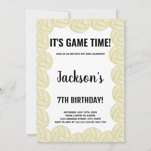 編集可能な女の子または男の子スポーツパーティーカードとネット 招待状 (正面)