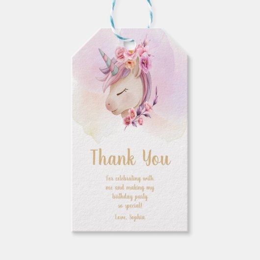 編集可能な女の子サンキューギフトラベルwith星 ギフトタグ (正面)