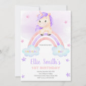 編集可能な女の子ファンタジーパーティーカードときらめき 招待状 (正面)