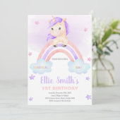 編集可能な女の子ファンタジーパーティーカードときらめき 招待状 (スタンド正面)