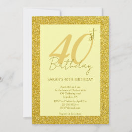 編集可能な女性誕生日金ゴールドグリッター 招待状