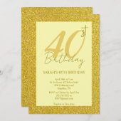 編集可能な女性誕生日金ゴールドグリッター 招待状 (正面/裏面)