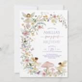 編集可能な妖精のファーストバースデー招待状、ソフトパス 招待状 (正面)