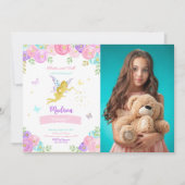 編集可能な妖精の誕生日パーティーの写真 招待状 (正面)