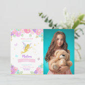 編集可能な妖精の誕生日パーティーの写真 招待状 (スタンド正面)