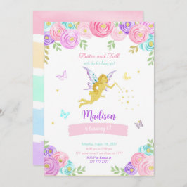 編集可能な妖精の誕生日パーティー 招待状