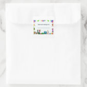 編集可能な子および学校用品蔵書票 スクエアシール (バッグ)