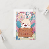 編集可能な子バニーデジタル誕生日 カード (正面/裏面インサイチュ)