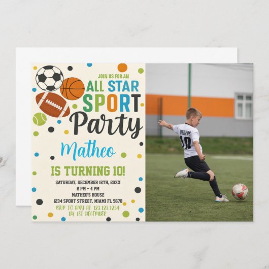 編集可能な子パーティーデザイン 招待状 (正面/裏面)