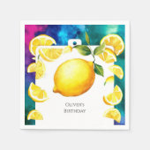 編集可能な子レモン誕生日 スタンダードカクテルナプキン (正面)