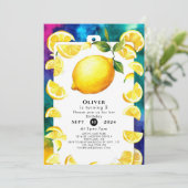 編集可能な子レモン誕生日 招待状 (スタンド正面)