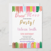 編集可能な子供向けアートパーティーカード　レインボースプラッシュ 招待状 (正面)