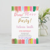 編集可能な子供向けアートパーティーカード　レインボースプラッシュ 招待状 (スタンド正面)