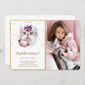 編集可能な子猫の誕生日写真招待状 招待状 (正面/裏面)
