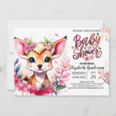 編集可能な子鹿の赤ちゃんシャワー 招待状 (正面)