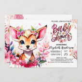 編集可能な子鹿の赤ちゃんシャワー 招待状 (正面/裏面)