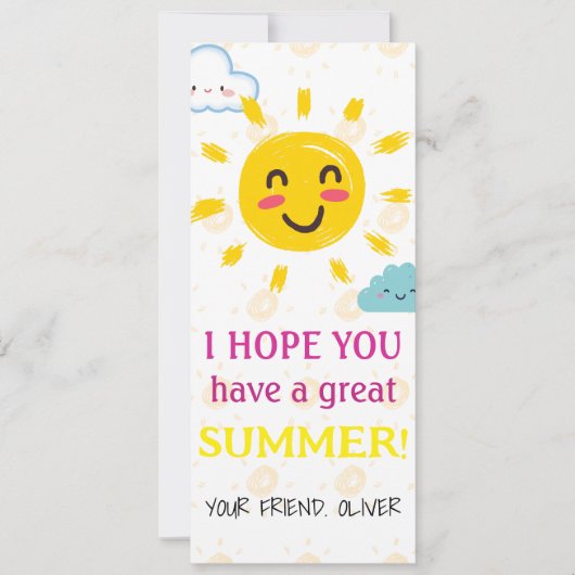 編集可能な学校の最終日、夏のグリーティングカード シーズンカード (正面)