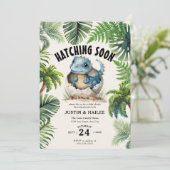 編集可能な孵化すぐに恐竜の赤ちゃんシャワー 招待状 (スタンド正面)